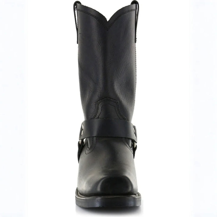 Men's Leather Short Boot – Retro Cowboy, Embossed Harness