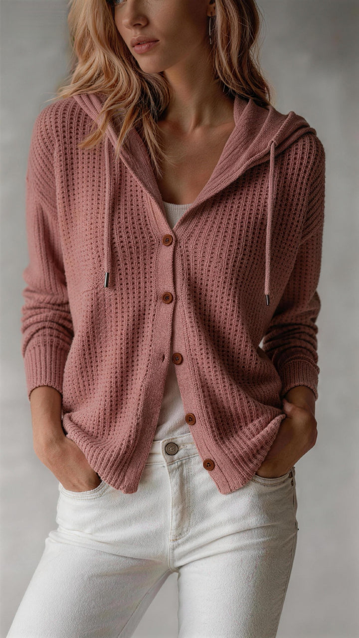 Women's Knitted Hooded Cardigan – Relaxed Fit Everyday Layer