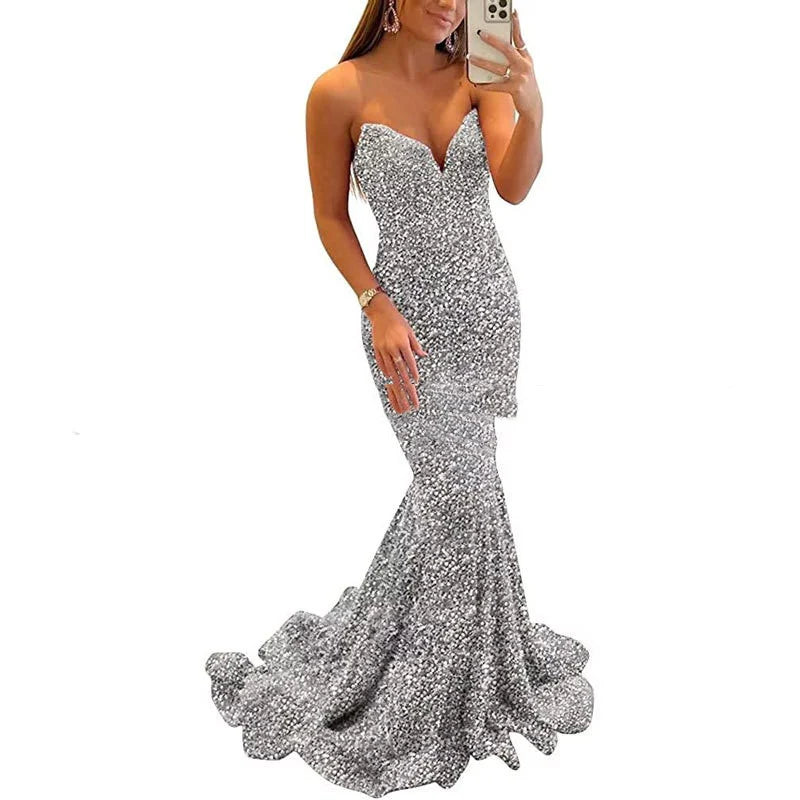 Sequin Evening Maxi Dress – Women's Formal Sequin Gown