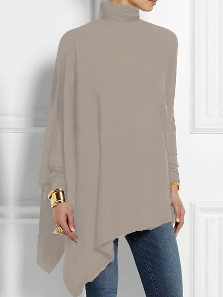 Women's Irregular Hem Long Sleeve Top – Modern Asymmetrical Silhouette