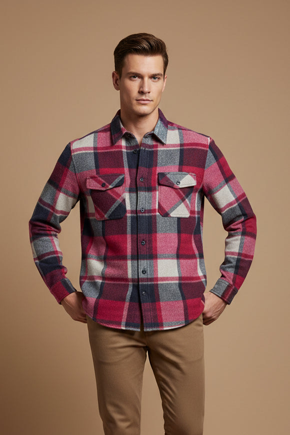 Men's Flannel Shirt – Brushed Plaid, Relaxed Fit, Long Sleeve