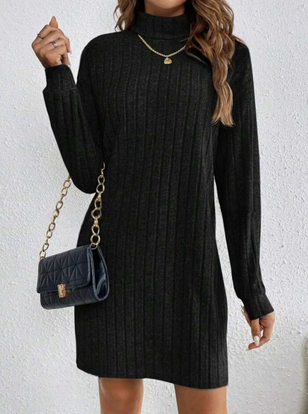 Women's Midi Dress – Soft Cotton Loose Fit Solid Color Dress