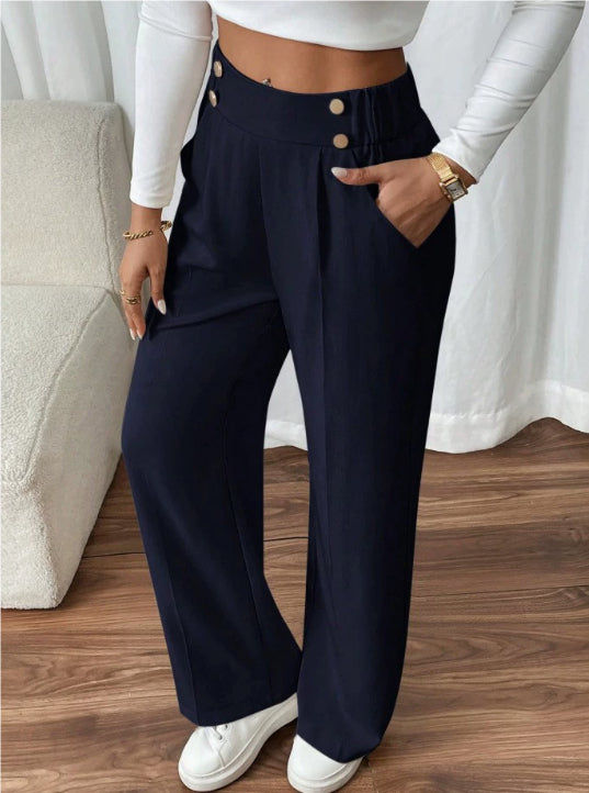 Women's High Waist Draped Trousers – Relaxed Fit Lightweight Wool Pants