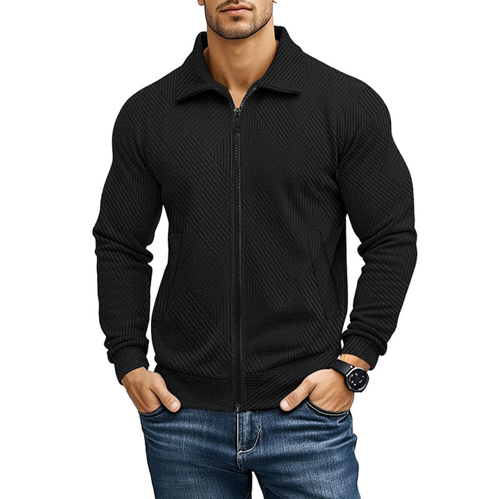 Men's Waffle Texture Jacket – Regular Fit Turn-Down Collar