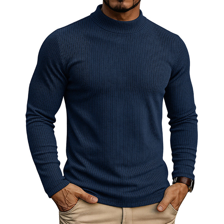 Men's Mandarin Collar Sweater – Slim Fit Knit Thermal Pullover