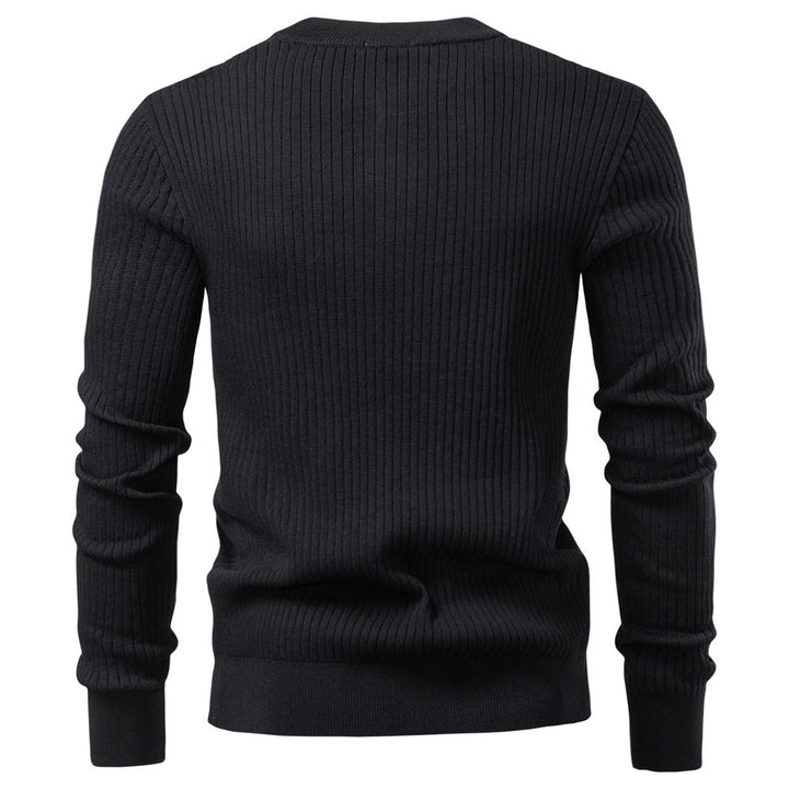 Men's Cotton Blend Henley Sweater – Slim Fit Ribbed Knit