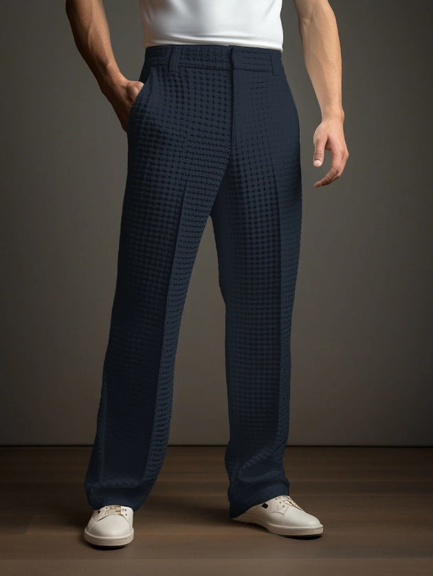 Men's Waffle Texture Business Trouser – Straight-Leg Versatility