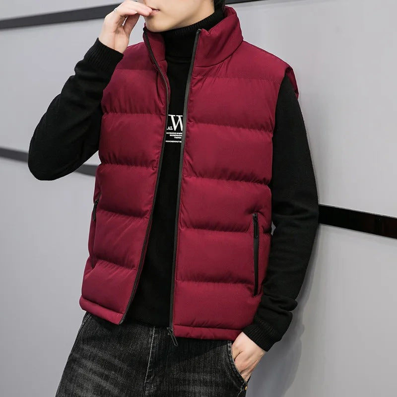 Men's Quilted Sleeveless Vest – Leisure Warmth with Stand Collar