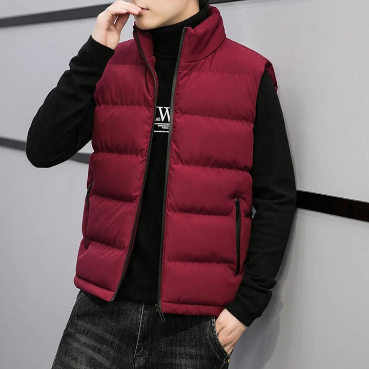 Men's Quilted Sleeveless Vest – Leisure Warmth with Stand Collar