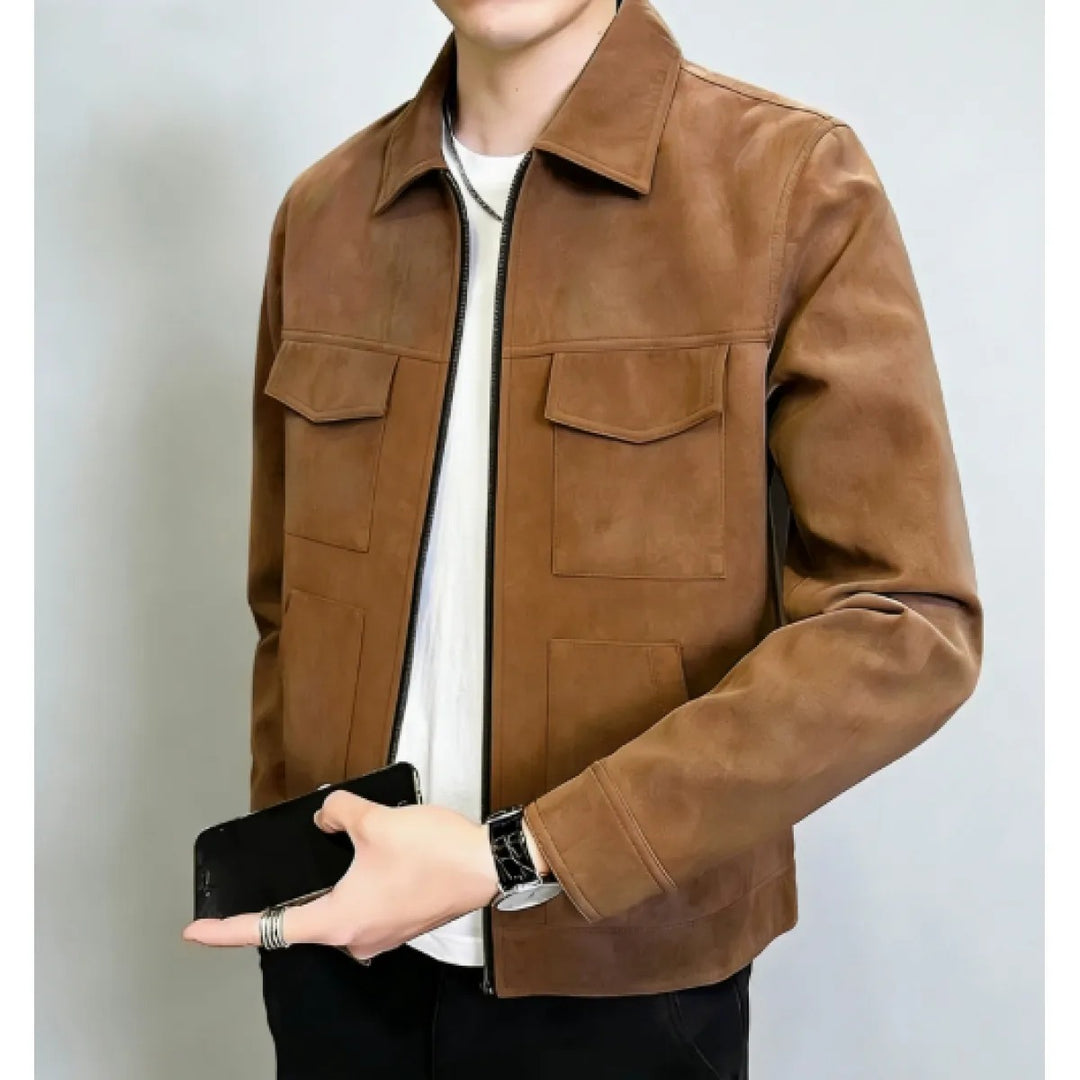Men's Cotton Zip Jacket – Multi-Pocket Regular Fit