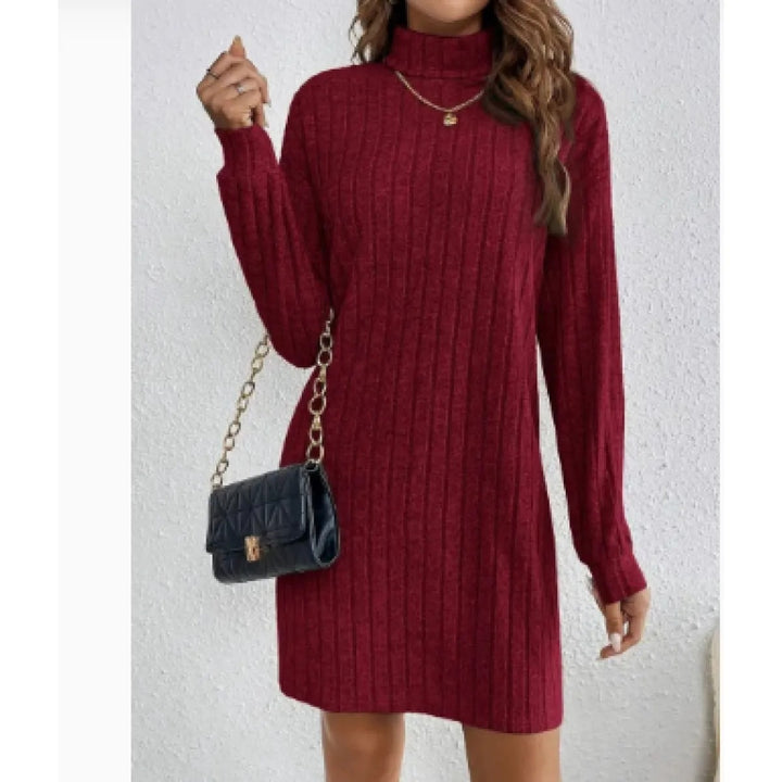 Women's Midi Dress – Soft Cotton Loose Fit Solid Color Dress