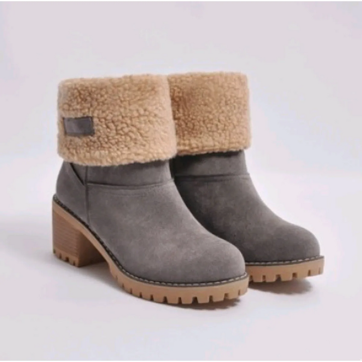 Women's Suede Mid-Tube Boot – Low Block Heel, Cushioned Comfort