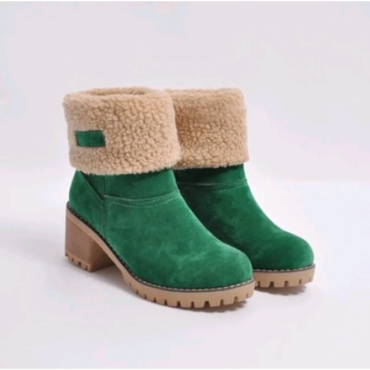 Women's Suede Mid-Tube Boot – Low Block Heel, Cushioned Comfort