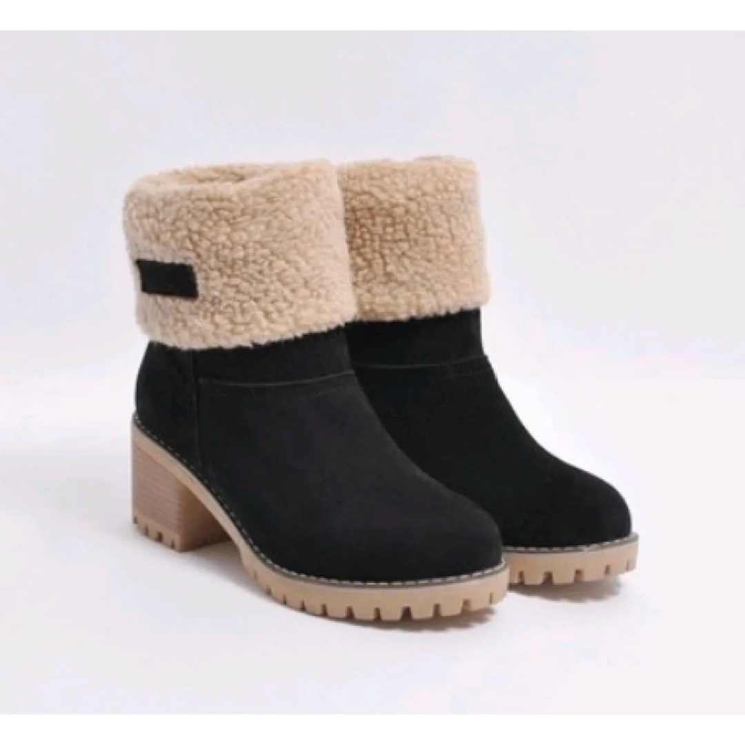 Women's Suede Mid-Tube Boot – Low Block Heel, Cushioned Comfort