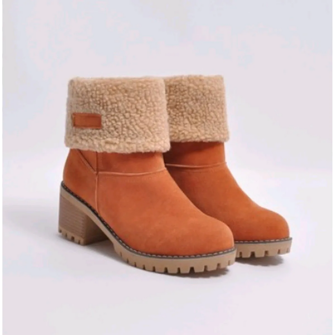 Women's Suede Mid-Tube Boot – Low Block Heel, Cushioned Comfort