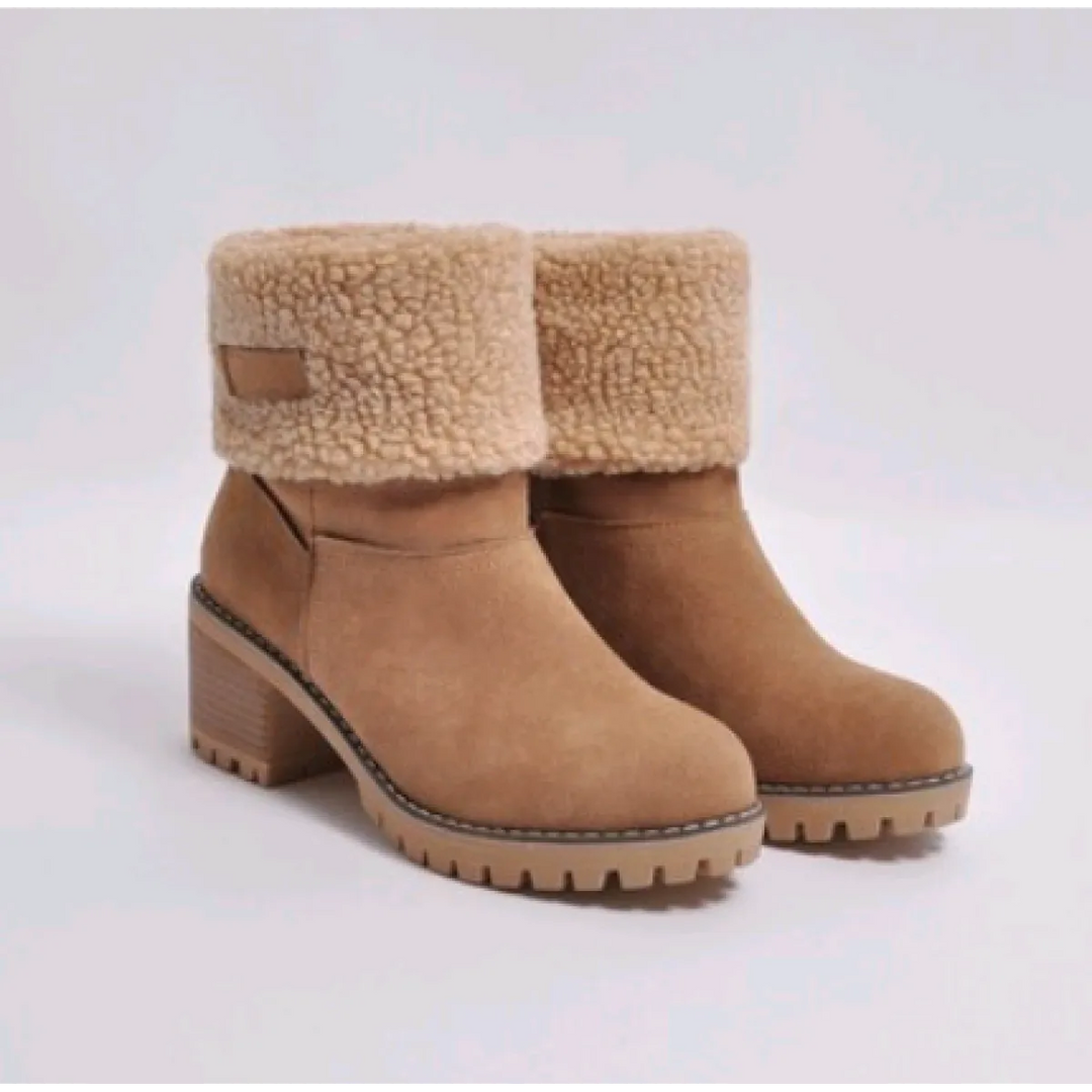 Women's Suede Mid-Tube Boot – Low Block Heel, Cushioned Comfort
