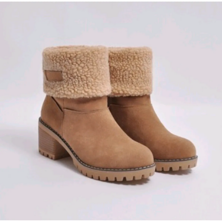 Women's Suede Mid-Tube Boot – Low Block Heel, Cushioned Comfort