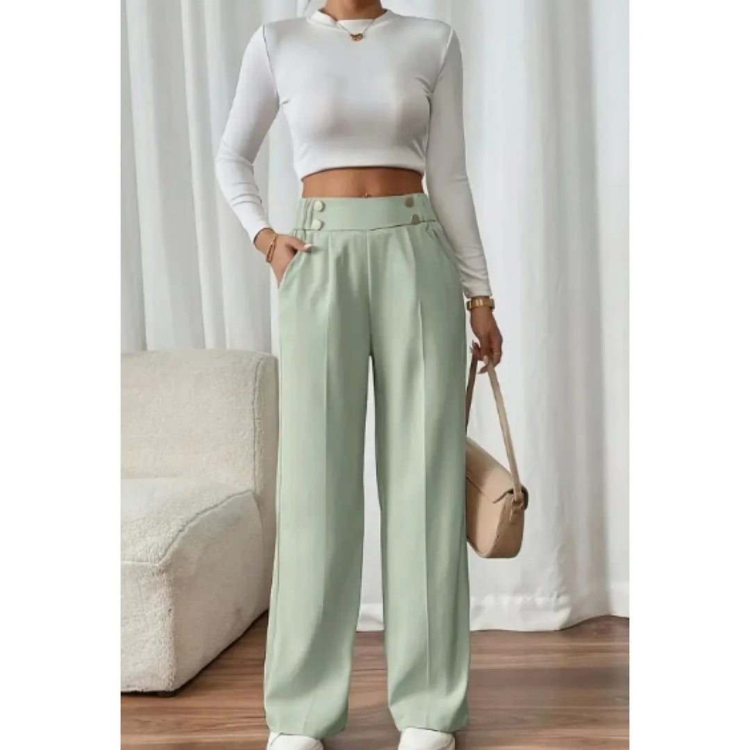 Women's High Waist Draped Trousers – Relaxed Fit Lightweight Wool Pants