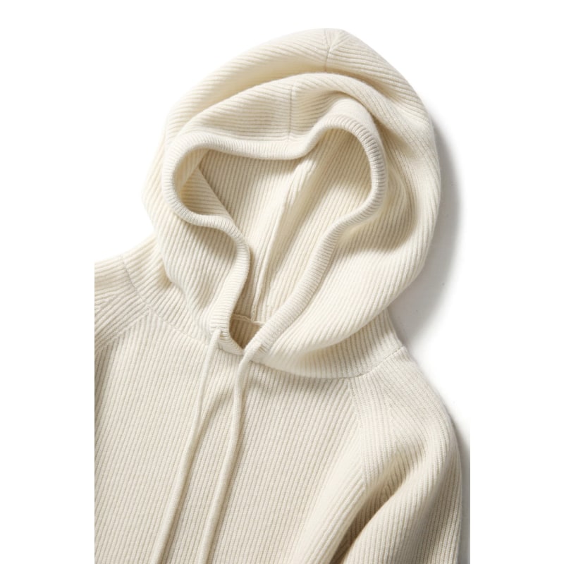 Hoodie in Cashmere and Merino Wool Blend with Relaxed Fit and Adjustable Drawstrings