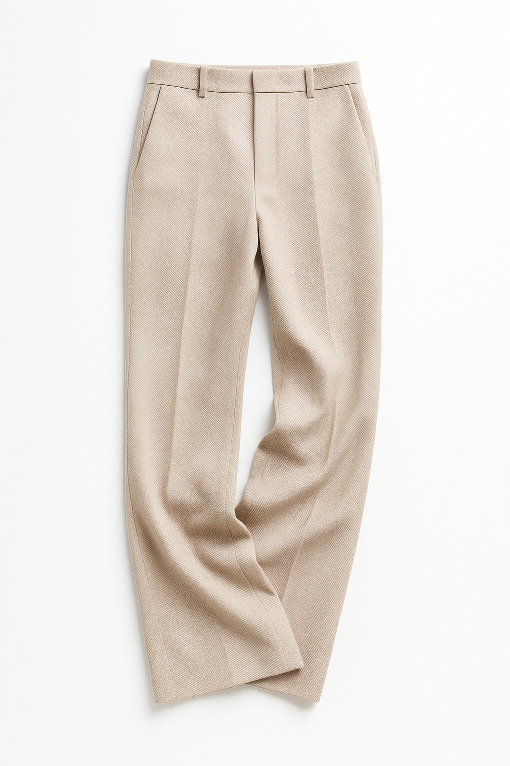 Trousers in Wool Blend, Straight-Leg High-Waist Fit, Non-Stretch, Camel