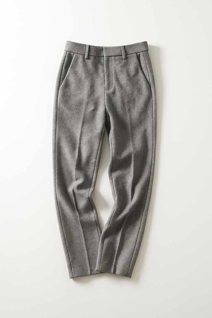 Trousers in Wool Blend, Straight-Leg High-Waist Fit, Non-Stretch, Camel